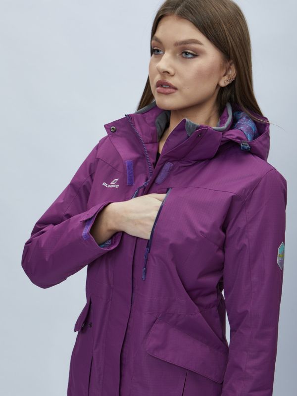 Purple hooded parka for women 551996F